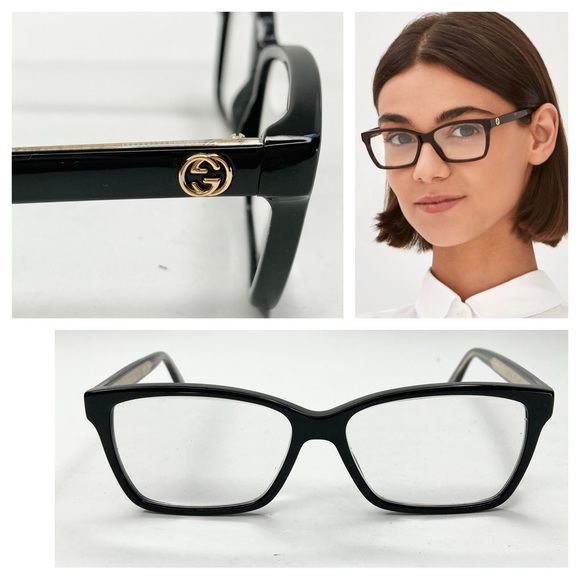 Gucci Accessories Authentic Gucci Gg32o Black Gold Gloss Frame Rectangle Rx Eyeglasses